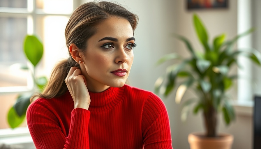 Confident woman in red top on magazine cover