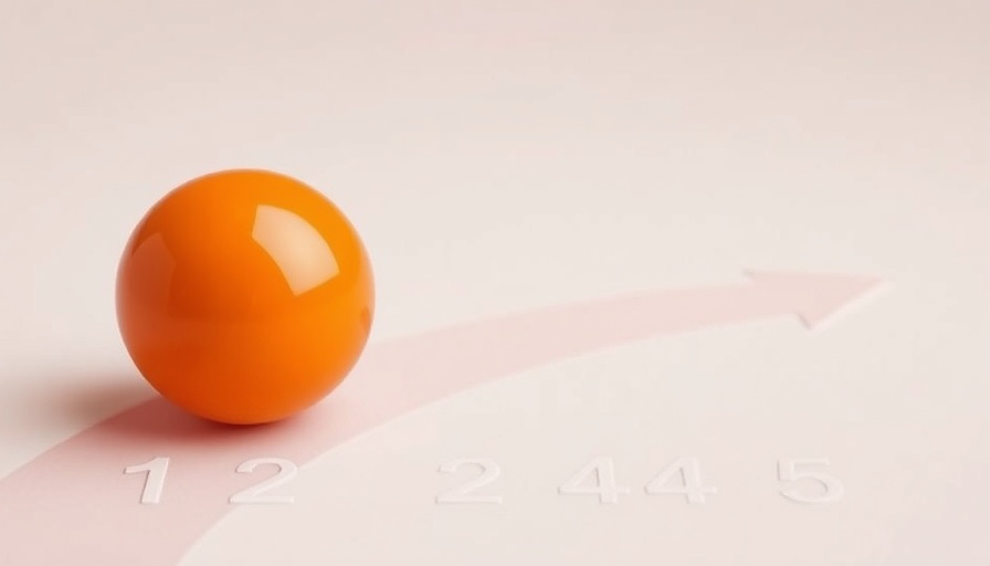 Minimalistic orange ball with numbered path representing making decisions in uncertain times.