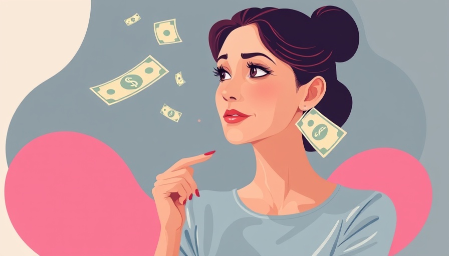Woman pondering budget-friendly approach with floating dollar bills