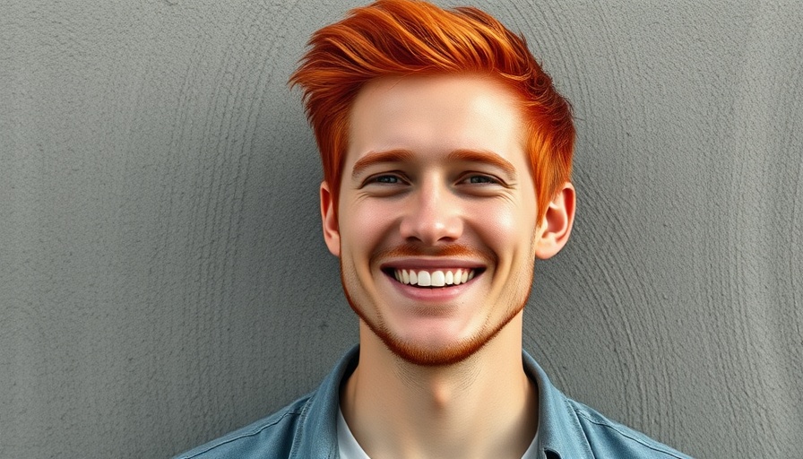 Casual man with red hair smiling in relaxed setting.