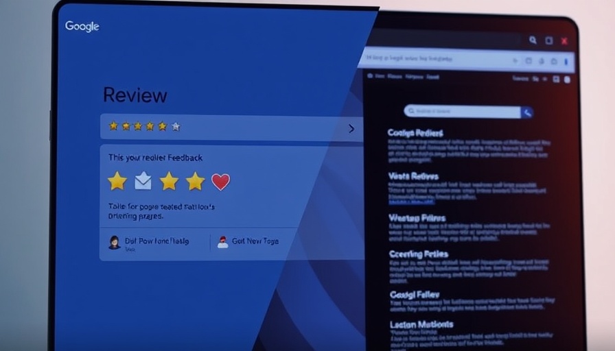 Google Review Link interface with review options and search results.