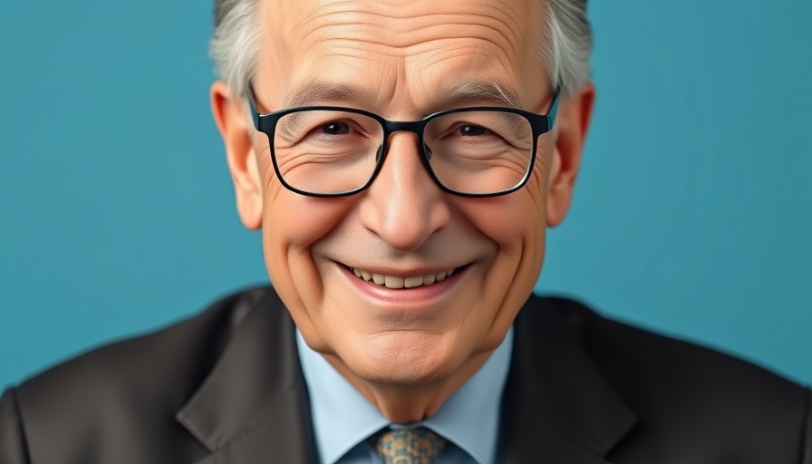 Photorealistic image of a smiling elderly man in formal attire, symbolizing Warren Buffett's largest donation.