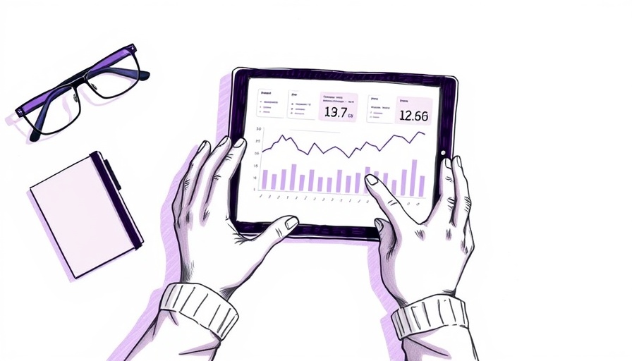 AI-powered marketing presentations illustration with hands and tablet