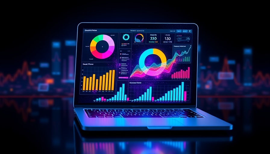 SEO PowerSuite: Futuristic laptop with analytics graphics.