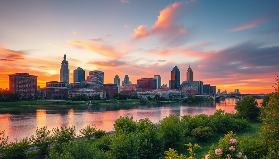 Ohio’s Best Workplaces vibrant Columbus skyline at sunset reflection