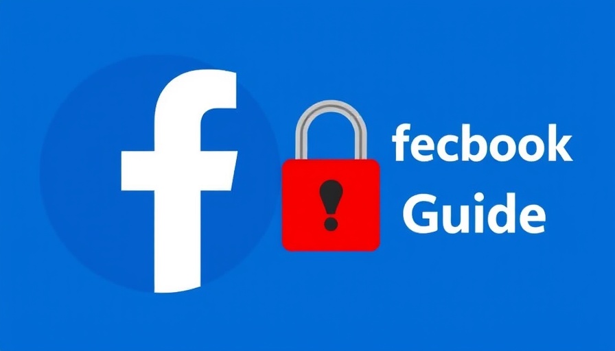 Stylized Facebook security guide with lock and exclamation mark