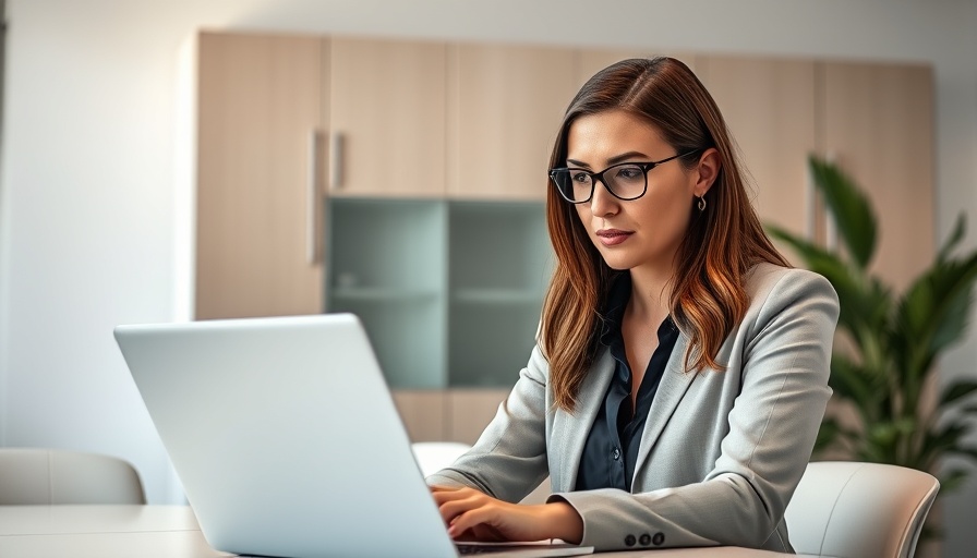 B2B brand building tips with professional woman working on laptop.
