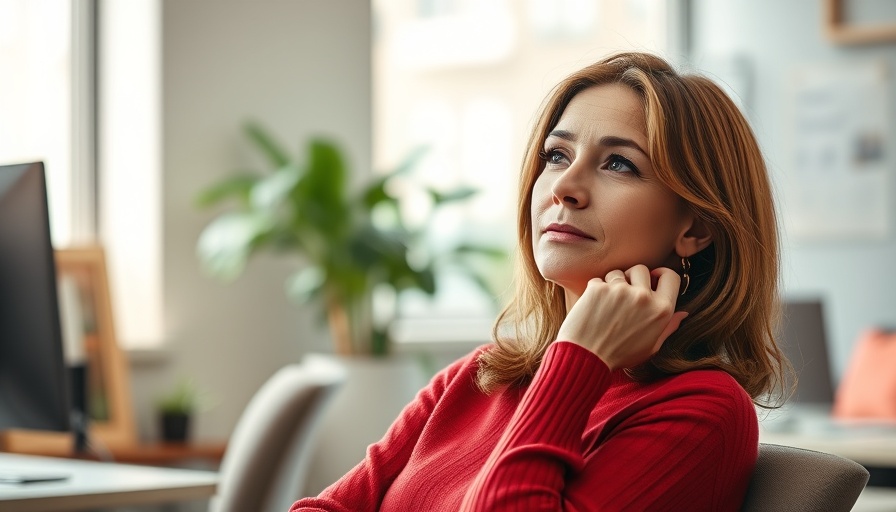 Shifting consumer sentiment: thoughtful woman on magazine cover in red sweater.
