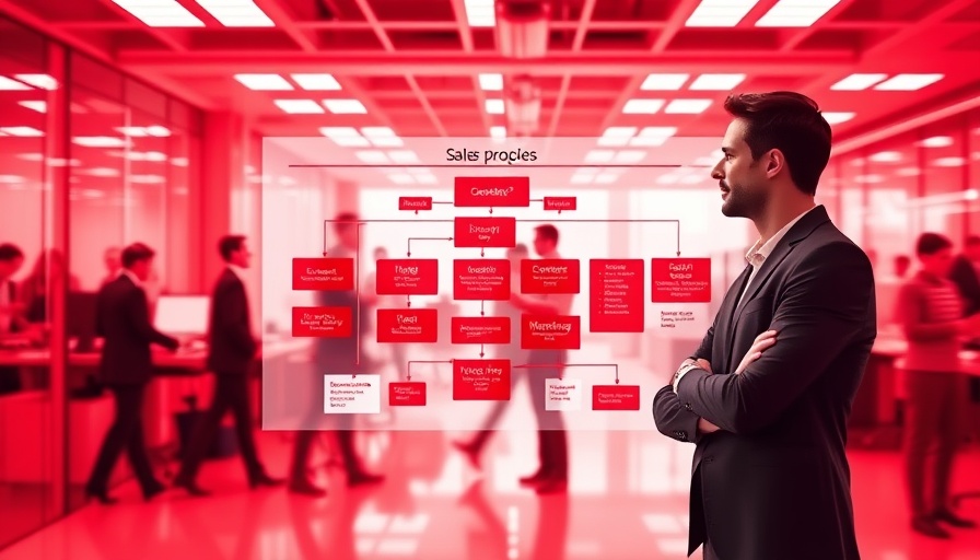 Professional analyzing sales process on digital flowchart in office