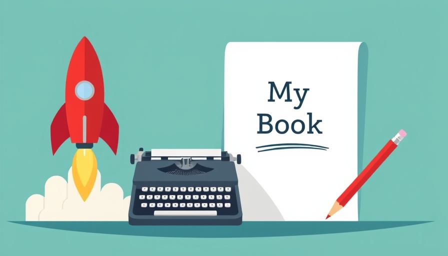 Marketing Insights for Authors illustration with rocket and book.