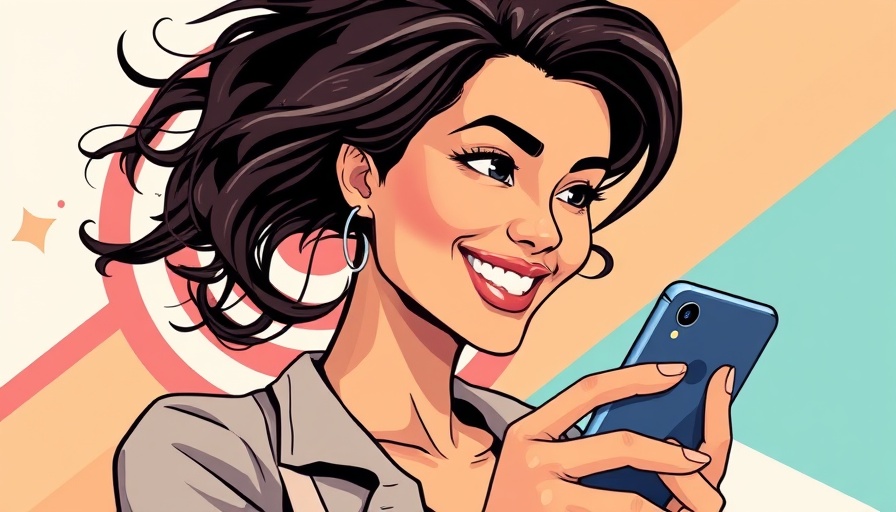 Confident young woman using smartphone with target symbol, illustrating how to find your target audience.