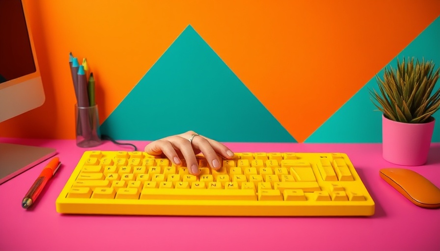 Modern colorful workspace showcasing brand voice importance.