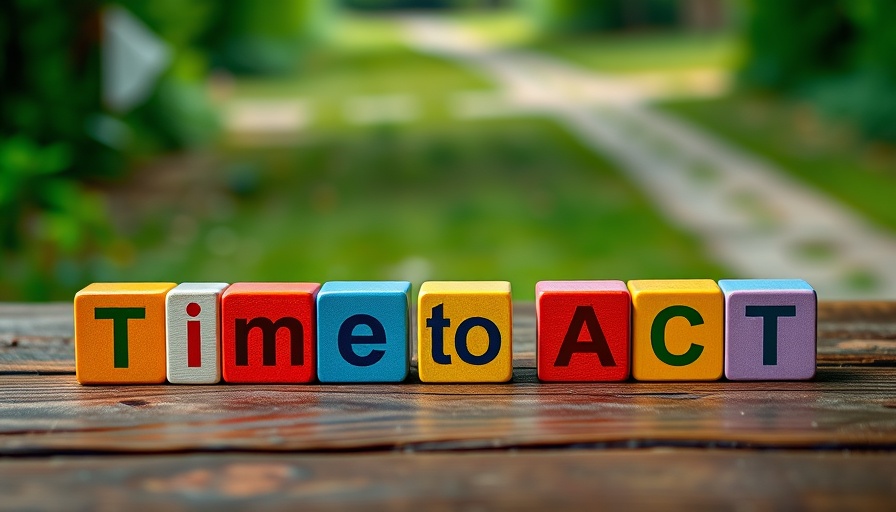 Colorful blocks on table spelling 'time to act' for business strategy.