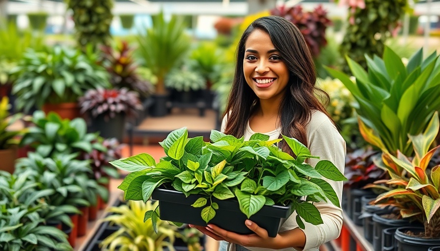 Lowe's Garden Center Plants, woman with plant tray, vibrant greenery.