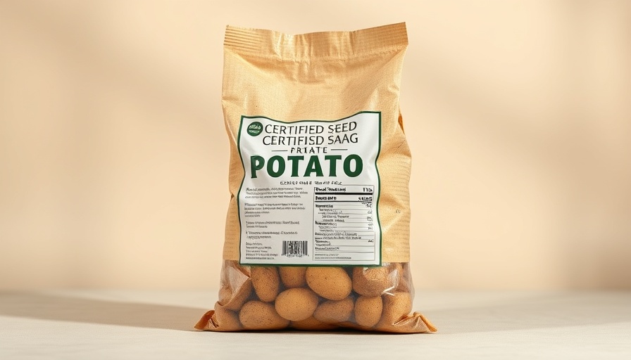 Close-up of certified seed potatoes bag in packaging