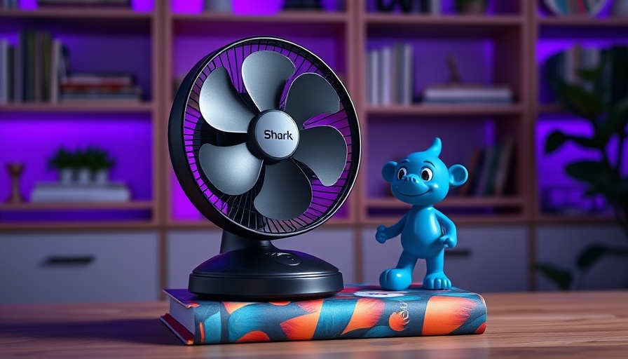 Shark FlexBreeze Cordless Fan on sale, modern room setting.