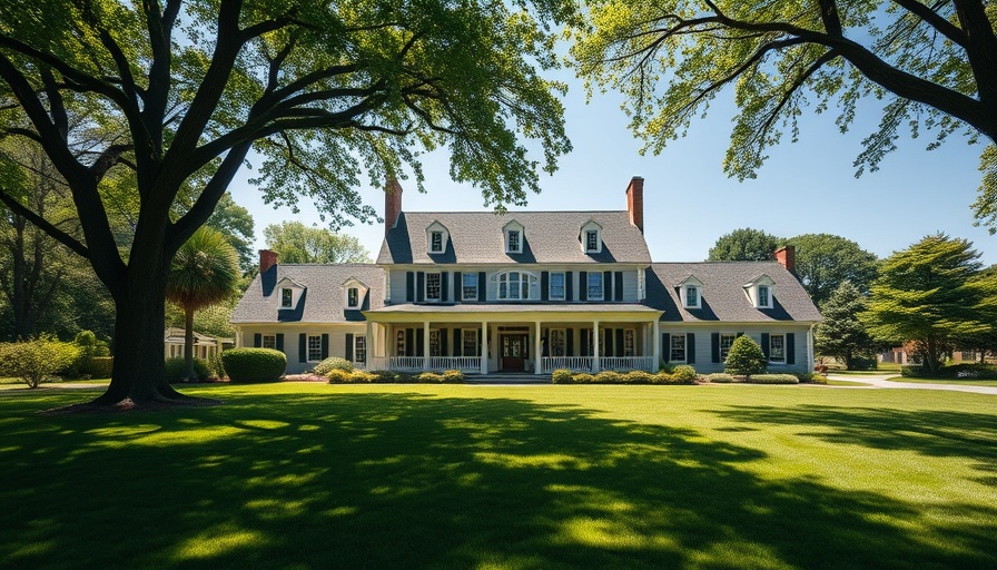 Stately colonial-style home with green lawn and trees, Zillow Home Price Predictions.