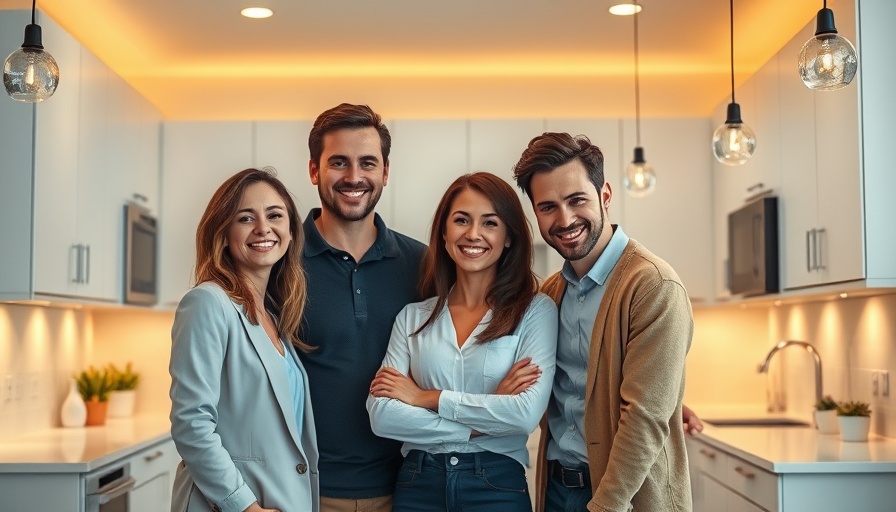 Confident hosts in a modern kitchen.