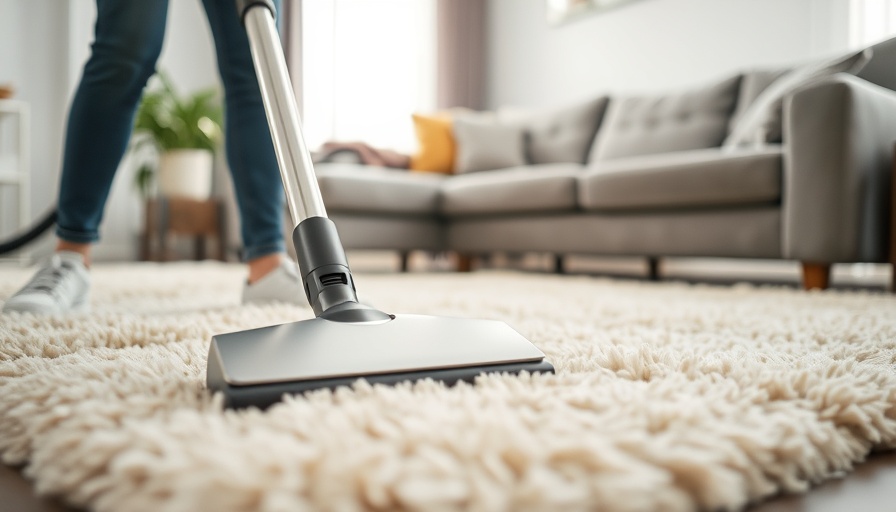 Spring cleaning for an allergy-proof home, vacuuming a living room rug.
