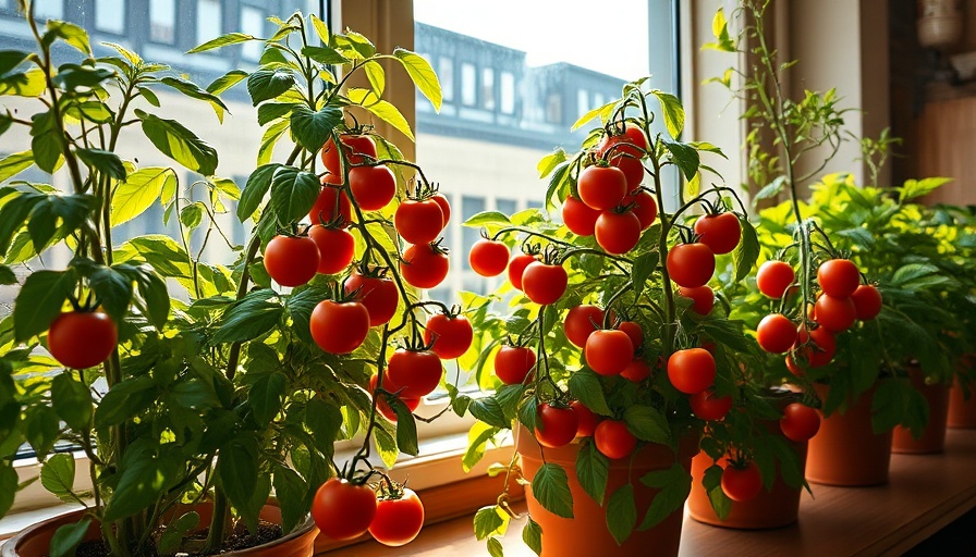 Bright indoor garden with cherry tomatoes, thriving in small pots.