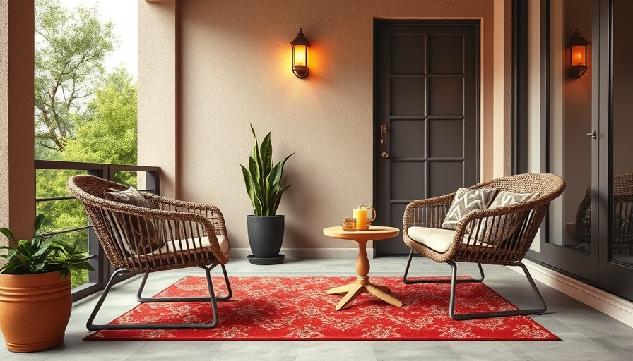 Budget-friendly patio transformation with modern chairs and table.