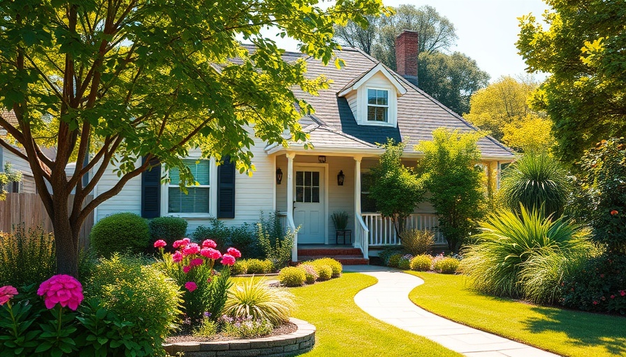 Charming house with vibrant garden, backyard transformation ideas.