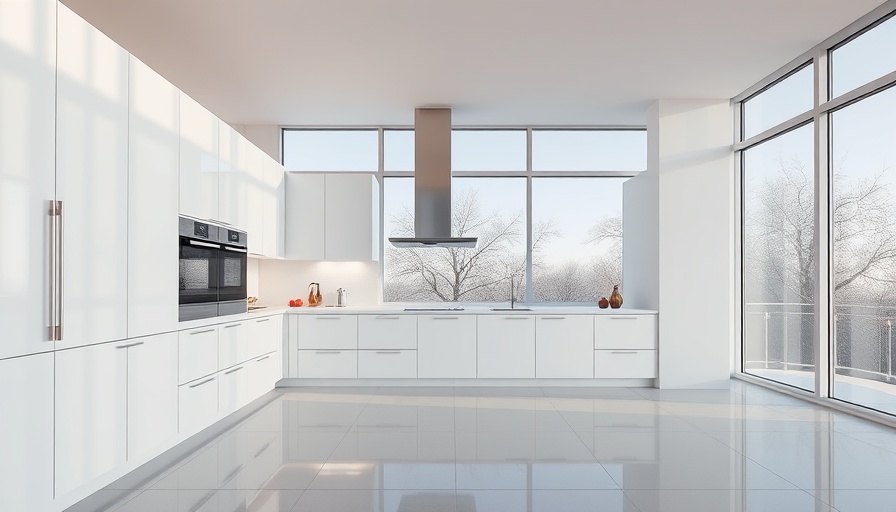 Modern kitchen before vinyl wrapping makeover with white cabinets and large window.