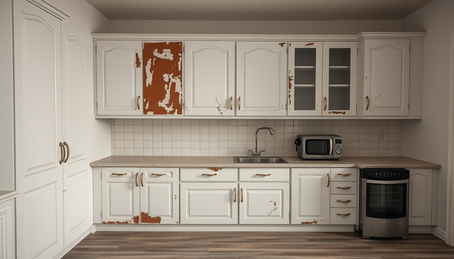 Worn kitchen cabinets needing paint makeover