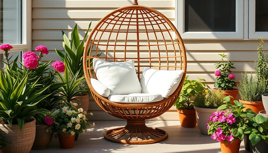 Elegant wicker egg chair on patio in sunlight, Wicker Egg Chair Sale