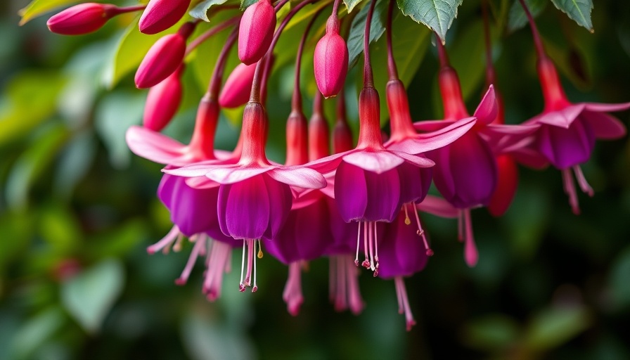Vibrant fuchsia flowers, ideal shade flowers for containers.