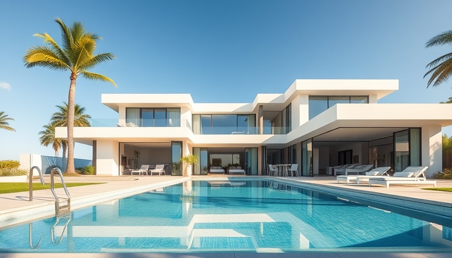Modern home with pool enhances value, tropical setting.