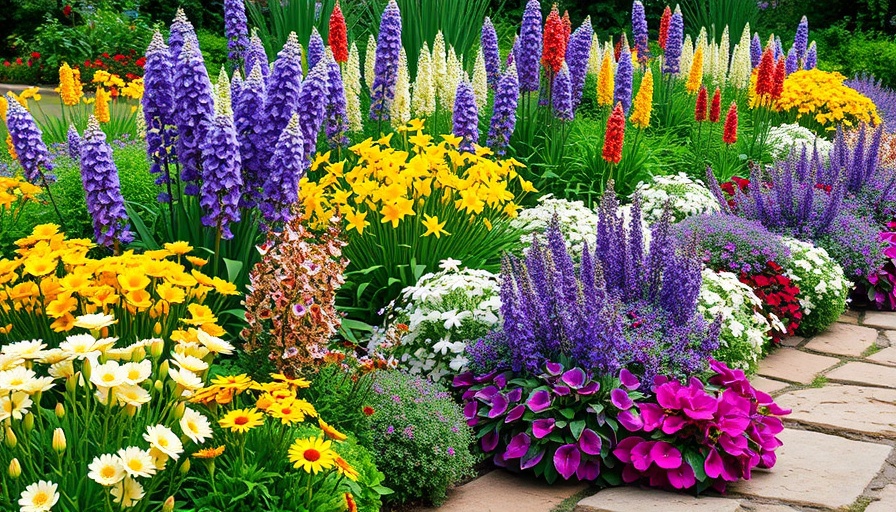 Vibrant garden with stunning border perennials in colorful display.