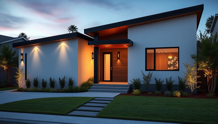 Contemporary home with minimalist white design and warm wooden accents.