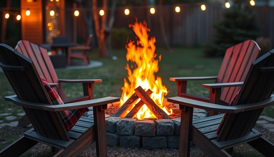 Fire pit safety tips in a small backyard with cozy seating and lighting.