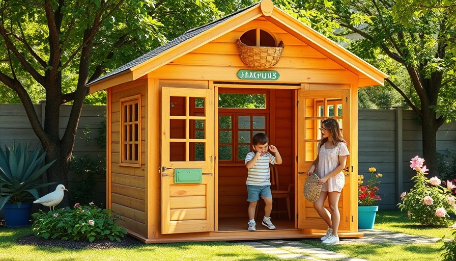 Charming outdoor playhouse in garden, DIY ideas for small spaces.