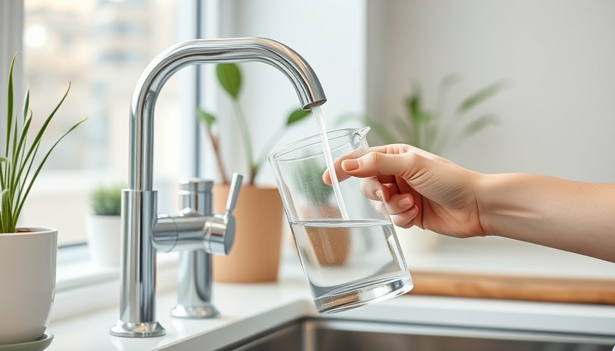 Filling a pitcher with water from a modern kitchen faucet, signs your home needs an iron filter.