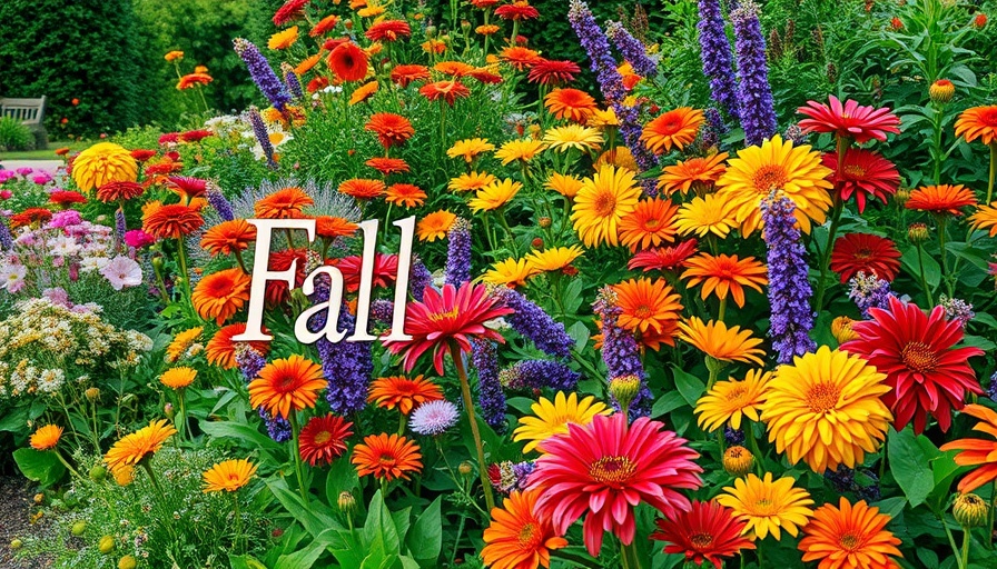 Vibrant fall blooming perennials garden scene.