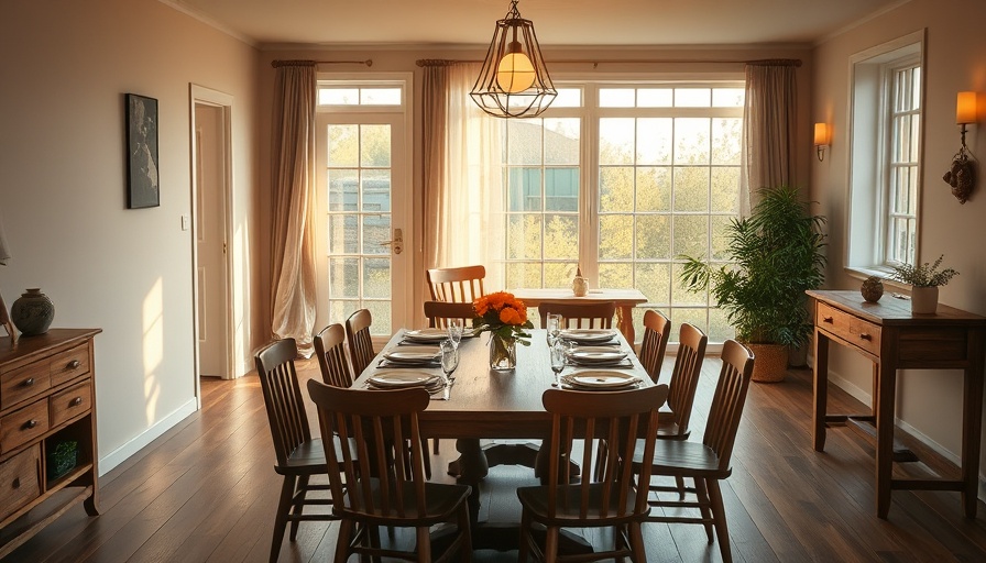 Dining room before green makeover with basic furniture.