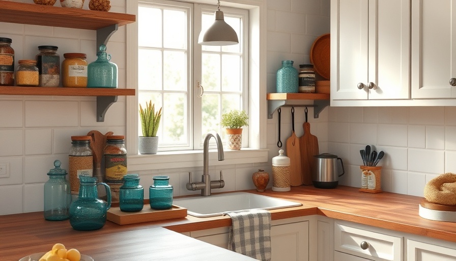 Summer Decor Hack with Kitchen Towels in a charming rustic kitchen.