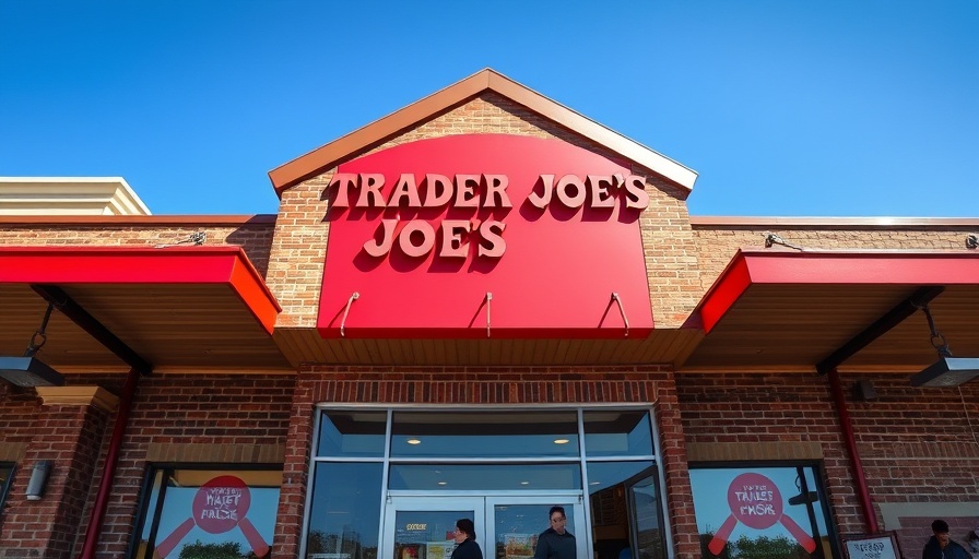 Trader Joe's storefront with large sign on a sunny day.