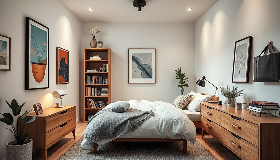 Tiny rental bedroom makeover with chic decor and colorful art.