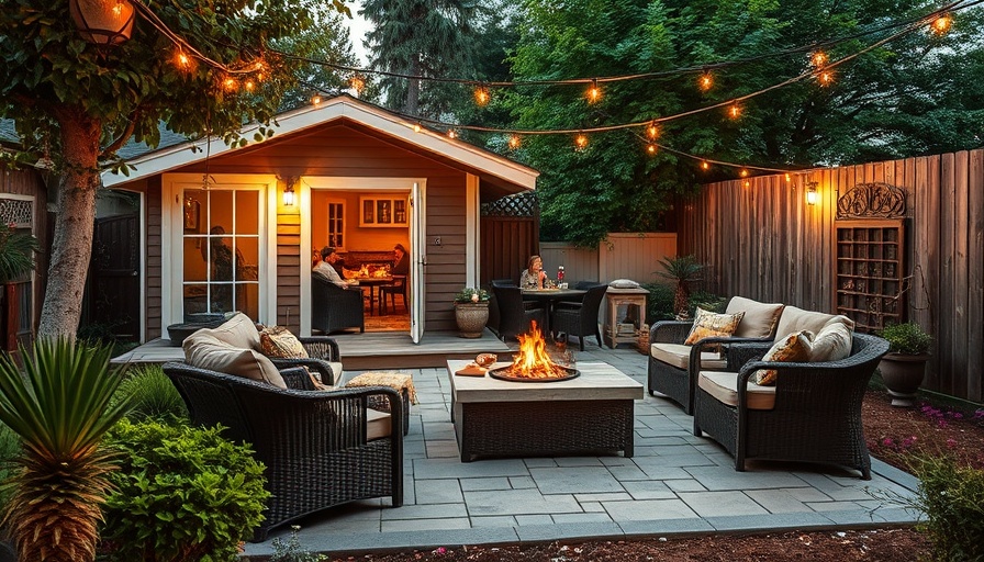 Cozy backyard with stamped concrete patio, showcasing its pros and cons.