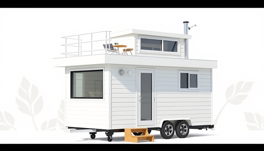 Modern tiny house with rooftop deck and solar panel