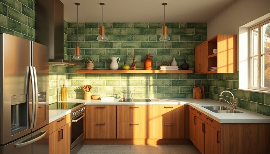 Zellige tiles for small spaces in a modern kitchen with green accents.