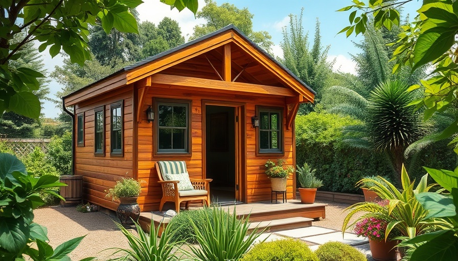 Charming tiny home in Metro Vancouver with wooden exterior and patio.