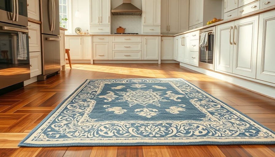 Elegant blue kitchen rug in modern setting during Amazon weekend sales.