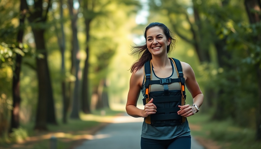 Woman walking with a weighted vest benefits outdoors