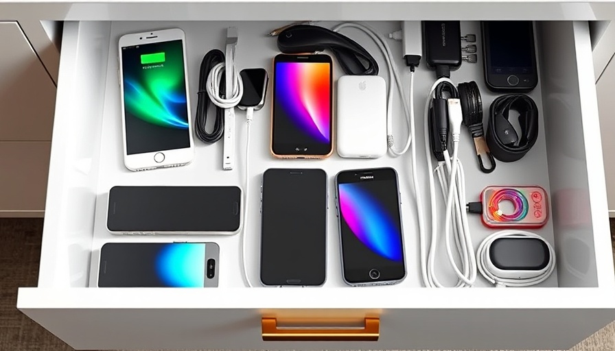Organized DIY Charging Drawer with devices and accessories.