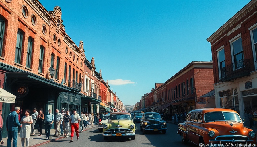 Charming street in Park City with vintage cars and shops, luxury real estate atmosphere.