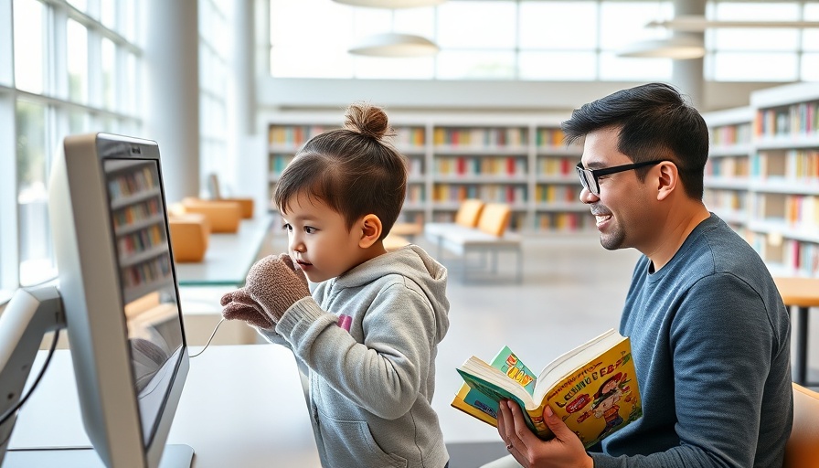 West St. Paul library renovation modern interior with children and adult.